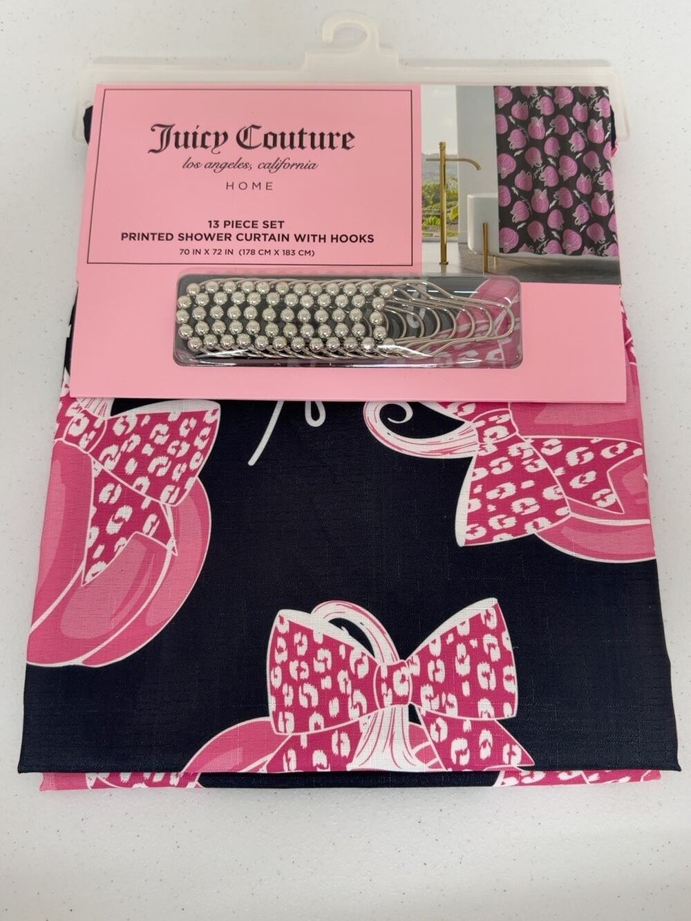 Juicy Couture Home Shower Curtain 13 Pc Set 70x72 Pink Halloween Choose Design